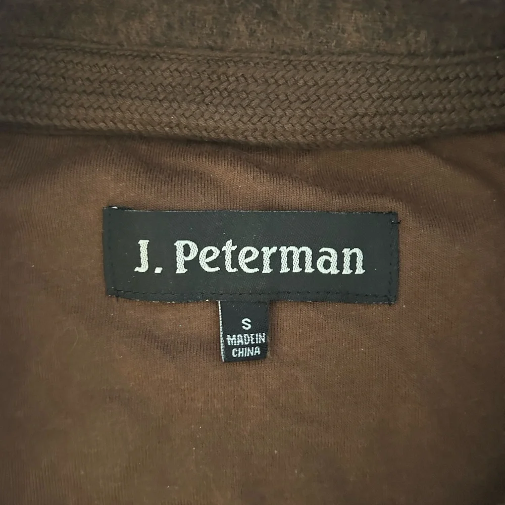 J. Peterman Brown Fleece 1/4 Zip  Pockets Men’s Size Small - Picture 5 of 11